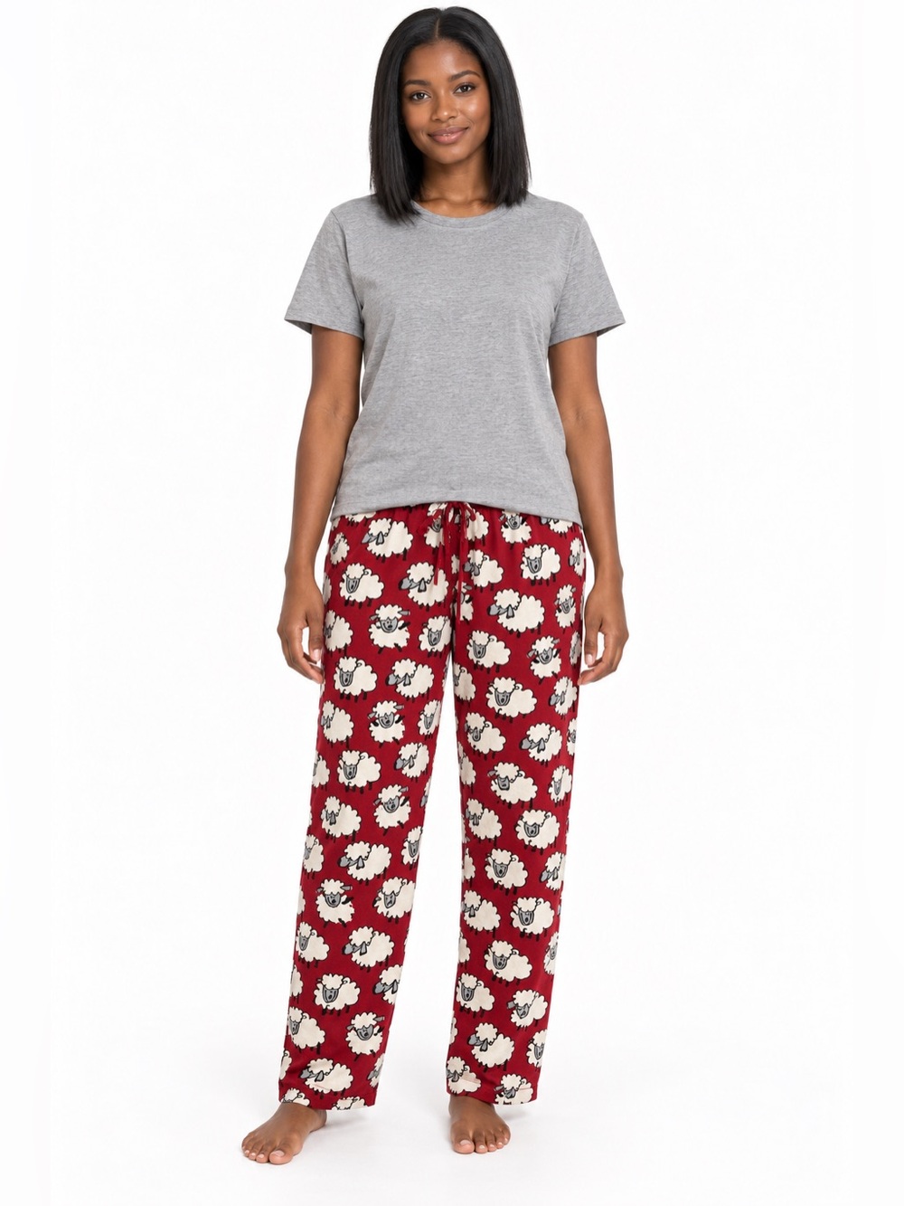 NWT Woolrich Ecru Sheep Pajama Set Women’s M Red Cotton Flannel Pants